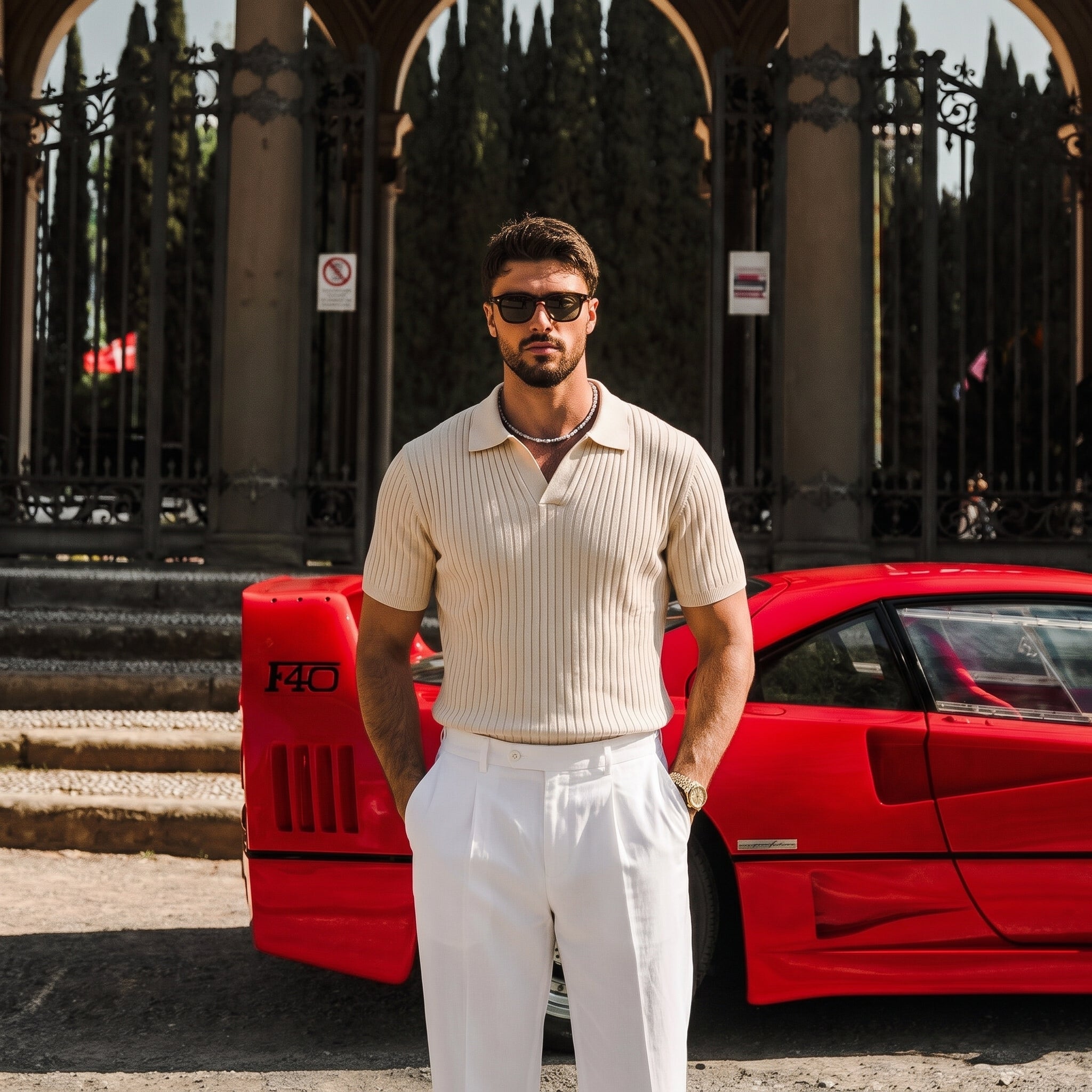 Ivory Ribbed Polo