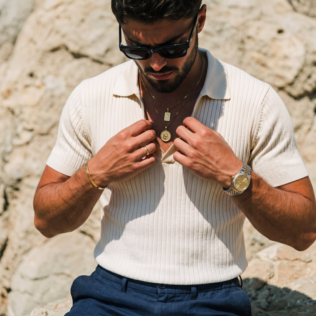 Ivory Ribbed Polo